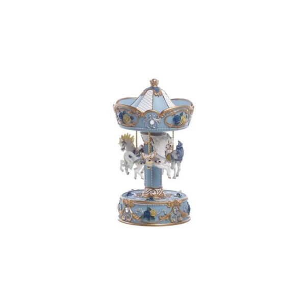 Encantanda - Carillon Giostra Carousel h 20 cm Azzurro