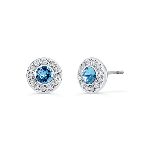 Crystalp - Orecchini a lobo 8 mm bianchi, Placcato rodio blue - Classic Solitaire