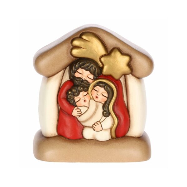 Thun - Mini presepe con capanna e Sacra Famiglia in ceramica