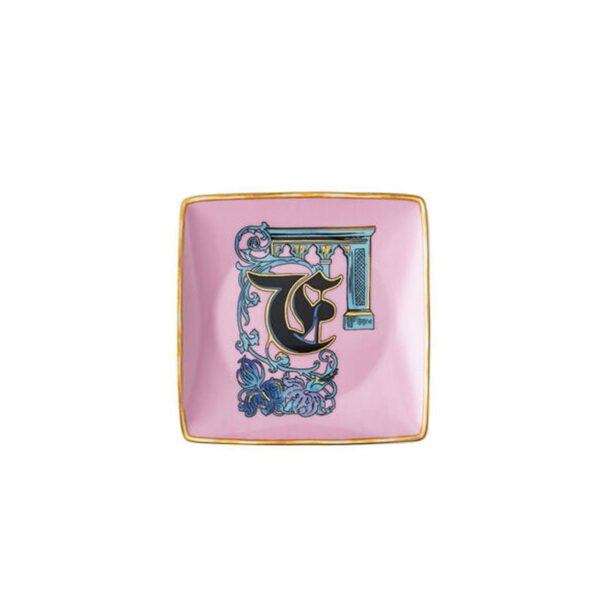 Rosenthal Versace - Coppetta quadra piana Holiday Alphabet F 12 cm
