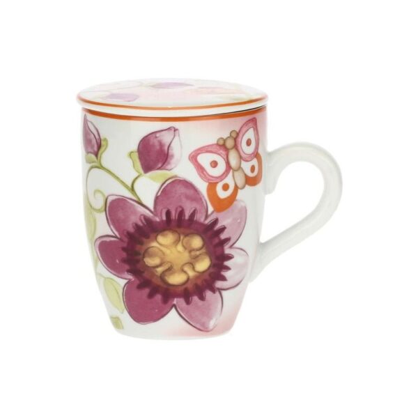 Mug con coperchio Fiori e Fantasia