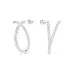 Swarovski - Orecchini a cerchio Dextera Taglio Round, Bianchi, Placcato rodio