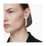 Swarovski - Orecchini a clip Millenia Taglio ottagonale, Lunghi, Bianchi, Placcato rodio - immagine 2