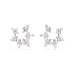 Swarovski - Orecchini a clip Idyllia Taglio misto, Fiocco Di Neve, Bianchi, Placcato rodio