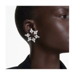 Swarovski - Orecchini a clip Idyllia Taglio misto, Fiocco Di Neve, Bianchi, Placcato rodio - immagine 2