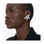 Swarovski - Orecchini a clip Idyllia Taglio misto, Mezzo fiocco di neve, Bianchi, Placcato rodio - immagine 2