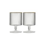 Easy Life - Set 2 bicchieri vino 280 ml vetro plissè trasparente con filo oro