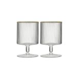 Easy Life - Set 2 bicchieri vino 280 ml vetro plissè trasparente con filo oro - immagine 2