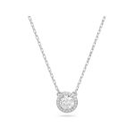 Swarovski - Pendente Una Angelic Taglio tondo, Pavé, Bianco, Placcato rodio