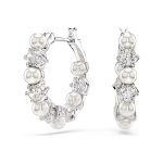 Swarovski - Orecchini pendenti Matrix Crystal Pearl, Taglio Round, Bianchi, Placcato rodio