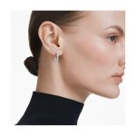 Swarovski - Orecchini pendenti Matrix Crystal Pearl, Taglio Round, Bianchi, Placcato rodio - immagine 2