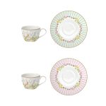 Easy life - Set 2 tazze con piattino in porcellana - Happy Easter