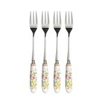 Easy life - Set 4 Forchette dessert con manico in porcellana - Happy Easter