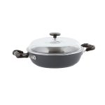 Sambonet - Casseruola bassa Antiaderente Ø 24 c/coperchio, Grigio- 1965 Vintage Quarzo Nero