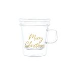 Simple Day - Mug in vetro con Infusore, decoro oro - Merry Christmas